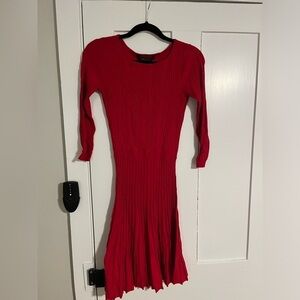 BCBG Red 3/4 Sleeve Sweater Dress Size Small